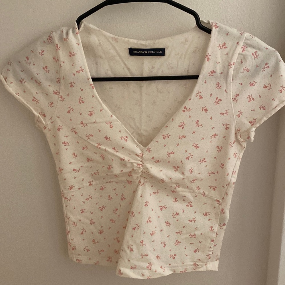brandy melville floral baby tee